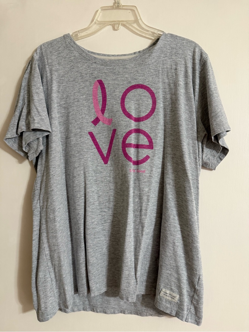 Life Is Good Heather Gray Tee with Blue Logo